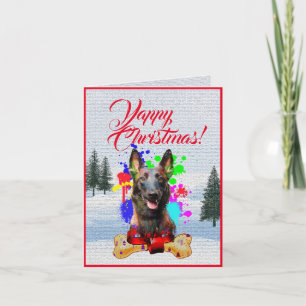 Cartão de Natal Fácil de Personalizar do Cão Malin