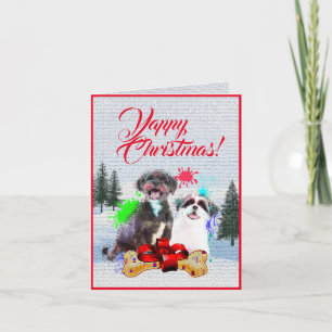 Cartão de Natal Fácil de Personalizar para Cão Shi