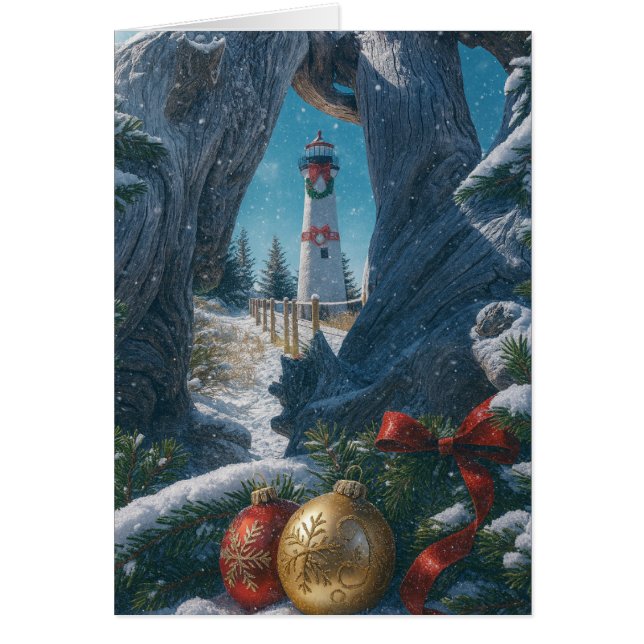 Cartão de Natal - Farol de Crisp Point (Frente)