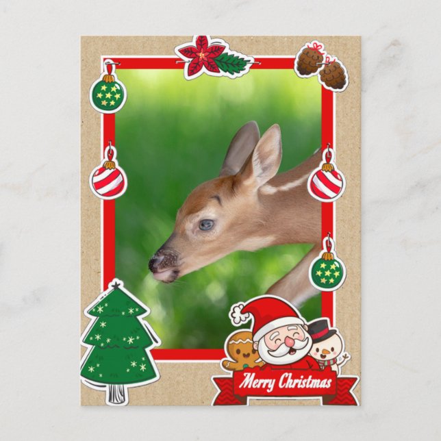 Cartão de Natal Fawn (cervo branco) (Frente)