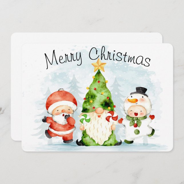 Cartão de Natal Feliz (Frente/Verso)