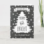 Cartão de Natal Feliz Amigo de Chalkboard<br><div class="desc">Feliz cartão de cumprimentos de Natal para seu amigo com padrão rústico de quadro de quadro,  árvore de natal e flocos de neve. Deseje bem aos seus amigos nesta temporada de festas com este cartão de na moda.</div>