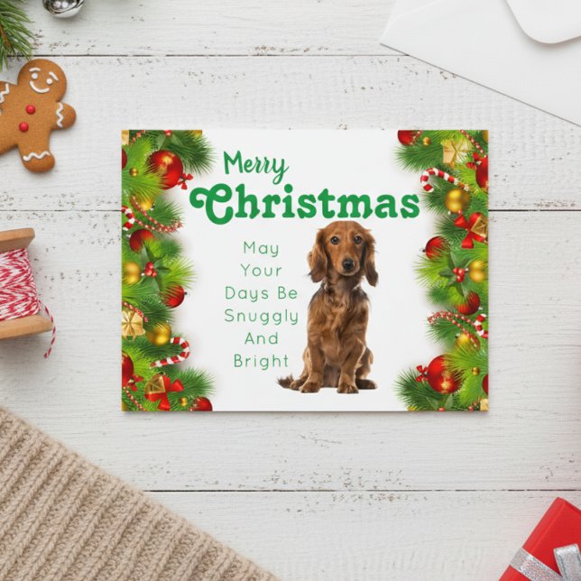 Cartão de Natal Feliz Dachshund (Dachshund Merry Christmas Holiday Card)