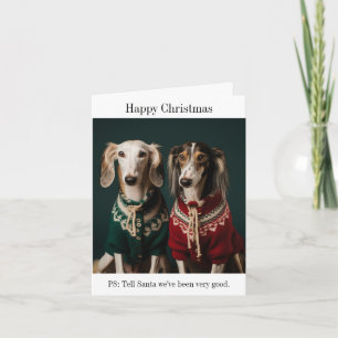 Cartão de Natal Feliz de Cachorrinhos Saluki