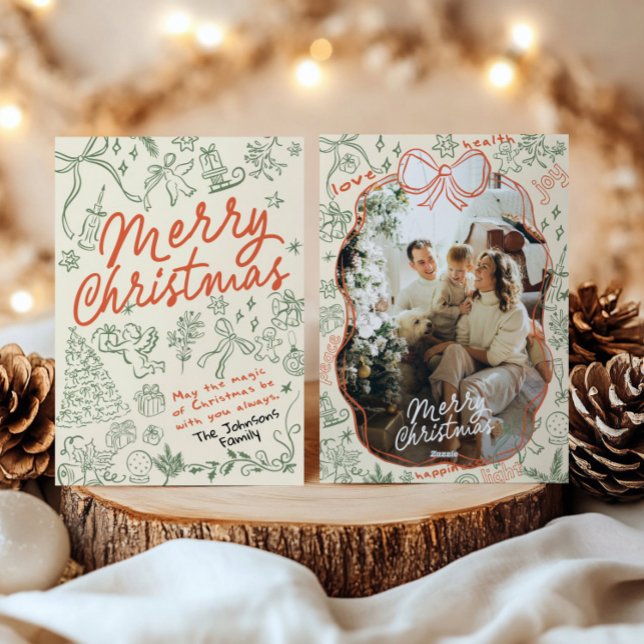 Cartão de Natal Feliz Desenhado à Mão (Criador carregado)