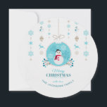 Cartão de Natal Feliz e Azul Snowman<br><div class="desc">Espalhe a alegria de férias com nossa Feliz Cartão Plana de Natal, estrelando um bonitão de neve em cores suaves e pastel. Esta carta encantadora captura a alegria da estação com seu design capricho. Personalize-o com os seus nomes para um toque extra de calor e crie um bem-estar querido. Compartilhe...</div>
