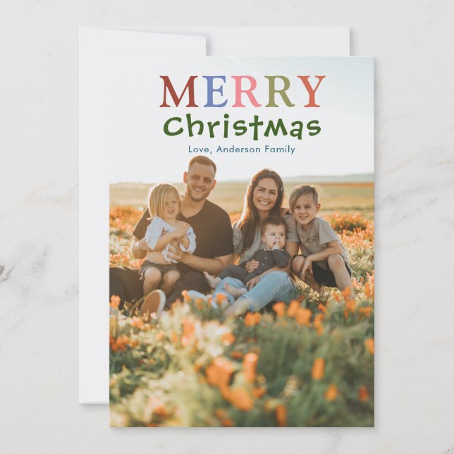 Cartão de Natal Feliz e Colorido (Frente)