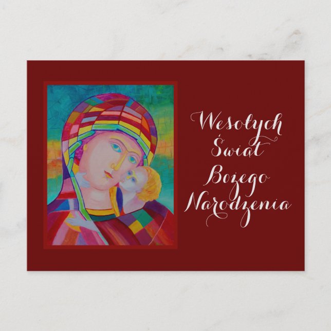 Cartão de Natal Feliz em polonês  (Frente)