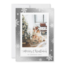 Cartão de Natal Feliz Foto Silver Snowflake