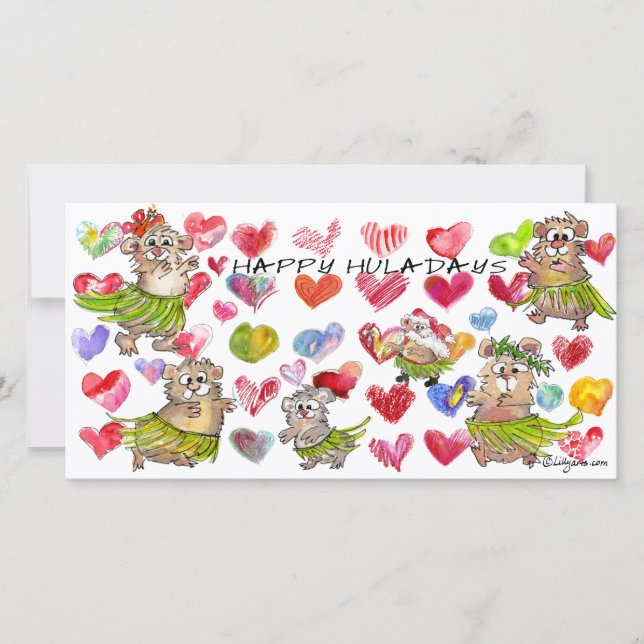 Cartão de Natal Feliz Huladays (Frente)