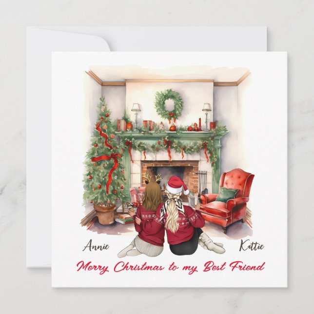 Cartão de Natal "Feliz Natal Melhor Amiga Feito à  (Frente)