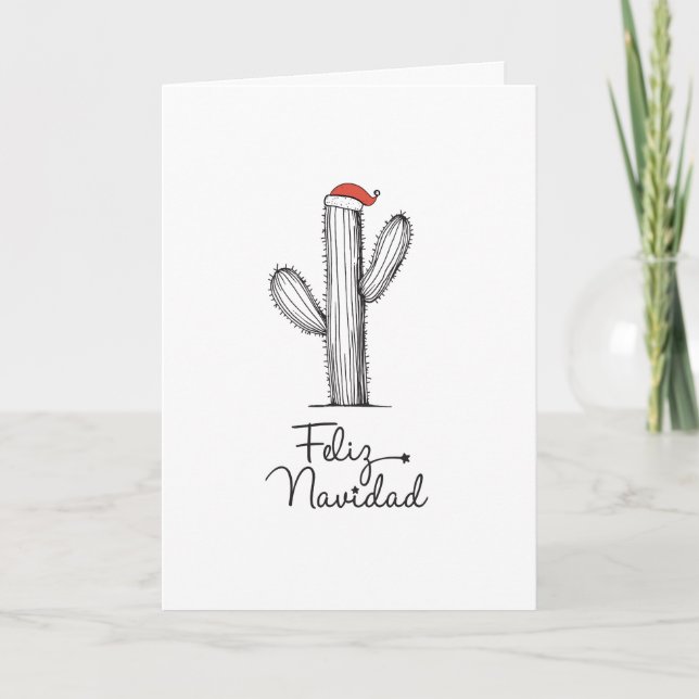 Cartão de Natal Feliz Navidad Cactus (Frente)