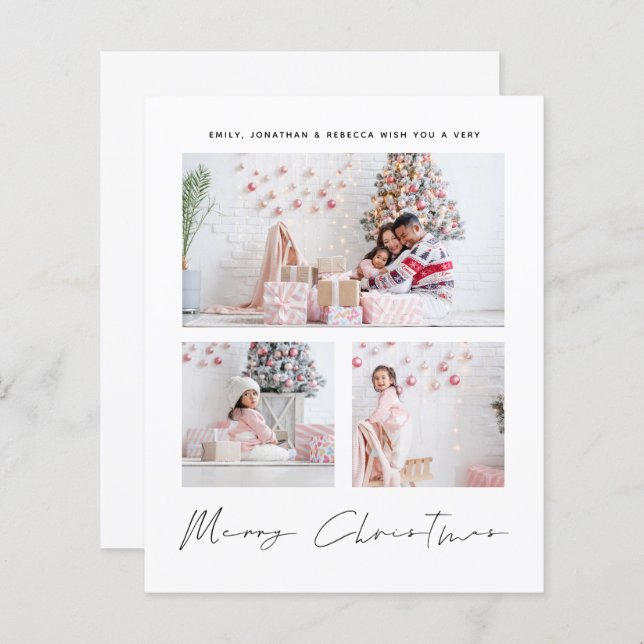 Cartão de Natal Feliz para a Família de Fotos do B (Frente/Verso)