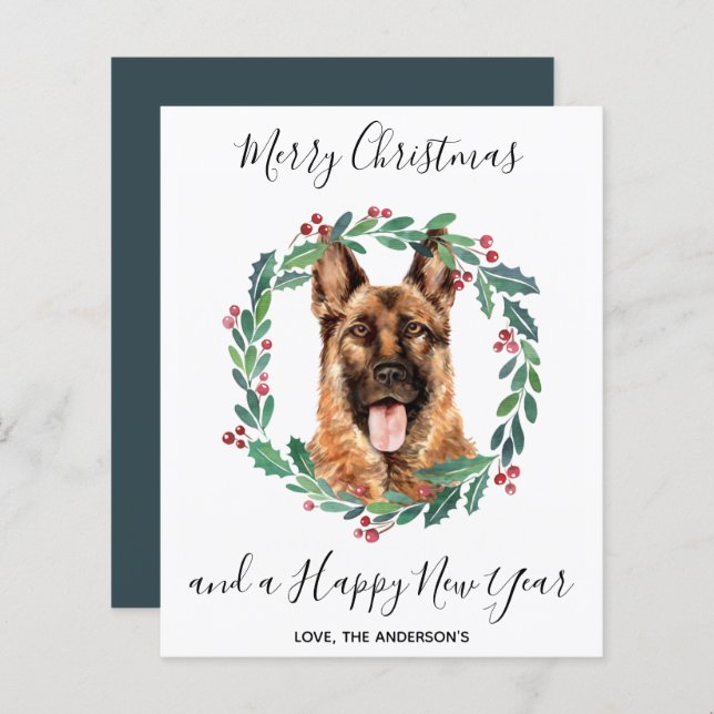 Cartão de Natal Feliz para Cachorro German shepher (Frente/Verso)