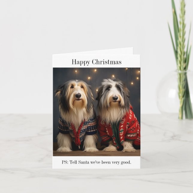Cartão de Natal Feliz para Collies com Mão (Frente)