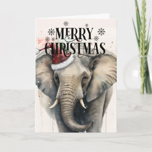Cartão de Natal Feliz para Elefante Fofo