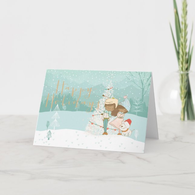 Cartão de Natal Feliz para Férias (Frente)