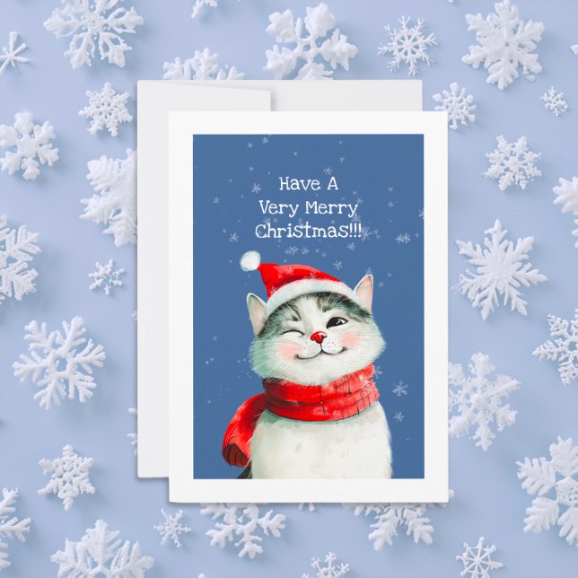Cartão de Natal Feliz para o Gatinho ("Have A Very Merry Christmas" cute cat card)