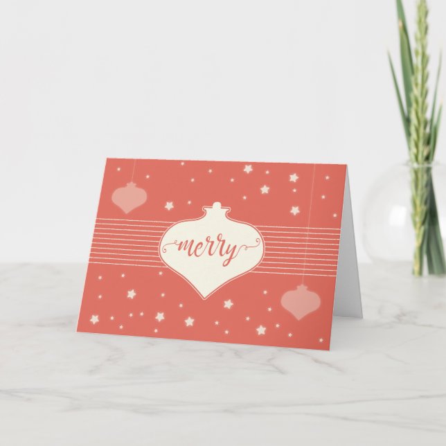 Cartão de Natal "Feliz" retrô moderno e elegante (Frente)