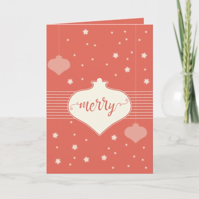 Cartão de Natal "Feliz" retrô moderno e elegante (Frente)