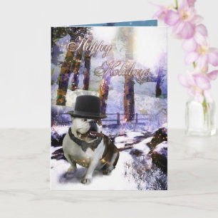 Cartão de Natal "FELIZES FÉRIAS" Bulldog