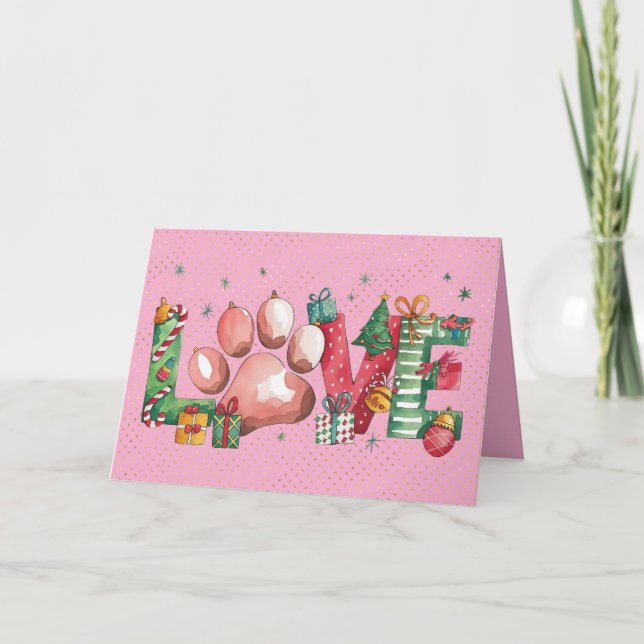 Cartão de Natal Férias Amor de Pata de Pet (Frente)