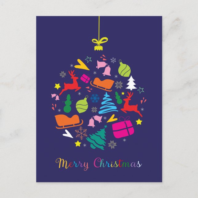 Cartão de Natal Festivo em azul escuro (Frente)