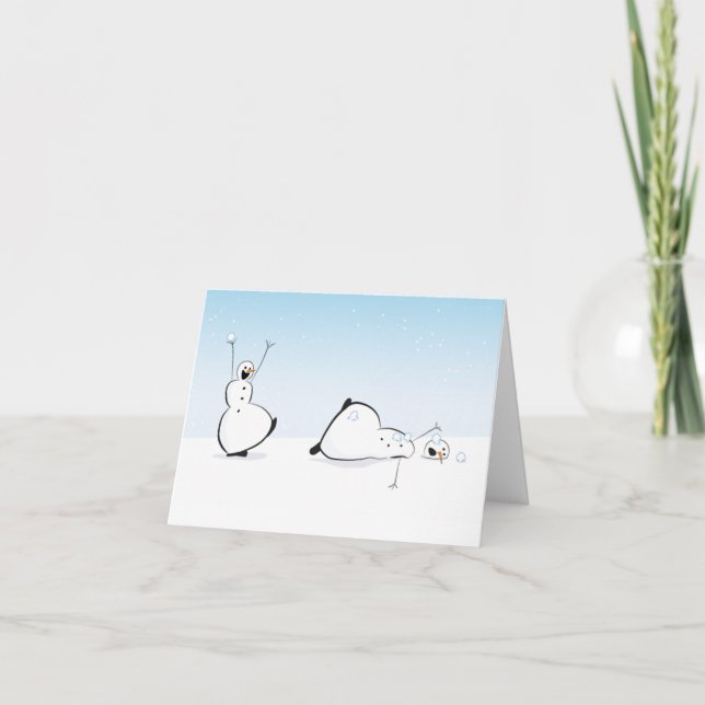 Cartão de Natal festivo para bonecos de neve (Frente)