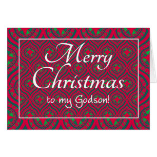 Cartão de Natal festivo para o Godson, vermelho,