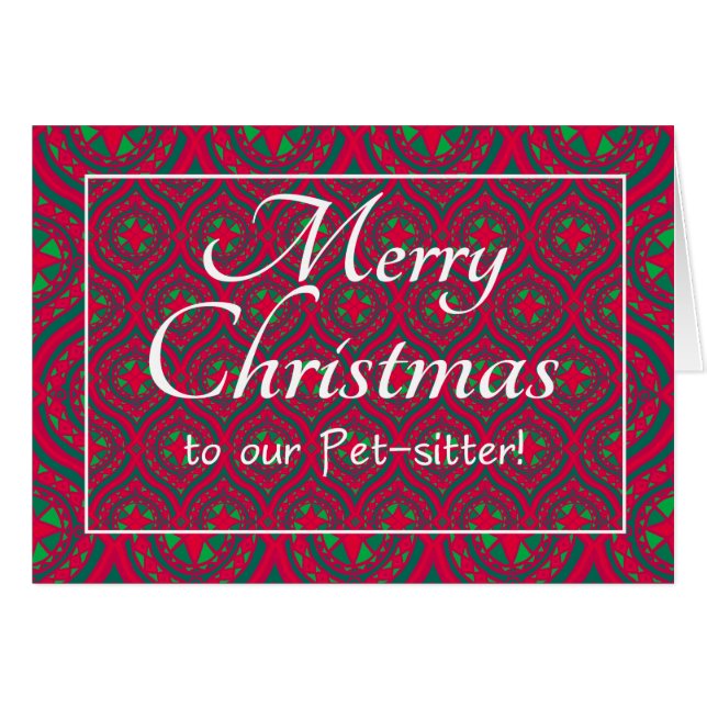 Cartão de Natal Festivo para Pet-sitter Red Green (Frente Horizontal)