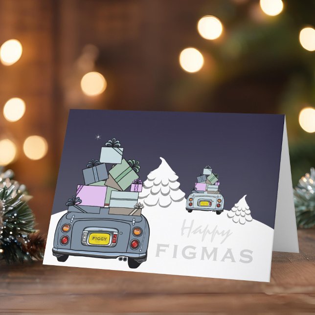 Cartão de Natal Figaro Car Happy Figmas (Happy Fig-mas! A fun figgy themed christmas card to send to your car! (or your figgy loving friends))
