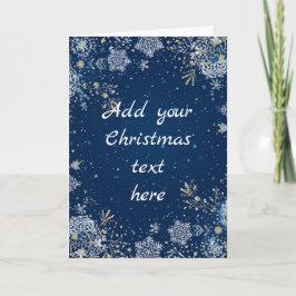 Cartão de Natal Floco de Neve Branco e Azul