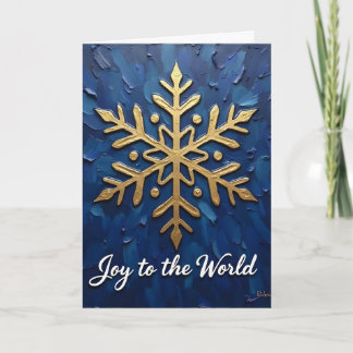 Cartão de Natal Floco de Neve Dourado & Azul Marin