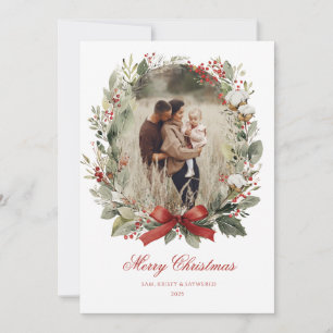 Cartão de Natal Floral botânico aquarela