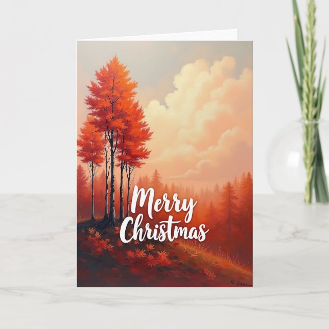 Cartão de Natal Floresta Ardente (Frente)