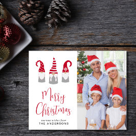 Cartão de Natal Foto com Gnomos Econômico