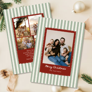 Cartão de Natal Foto com Listras Onduladas