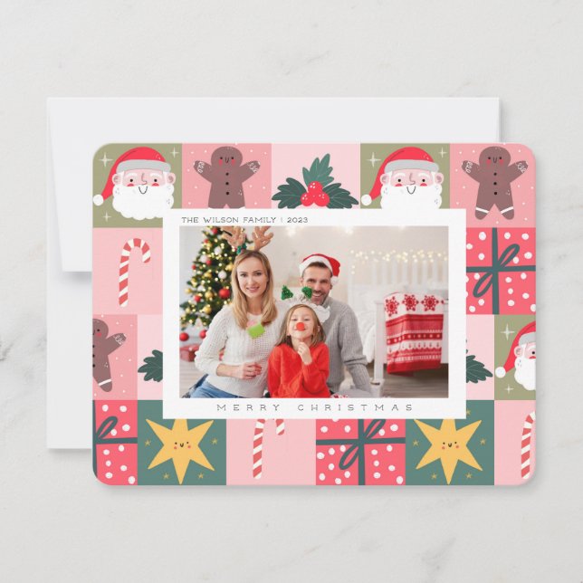 Cartão de Natal Foto da Família Alegria de Natal (Frente)