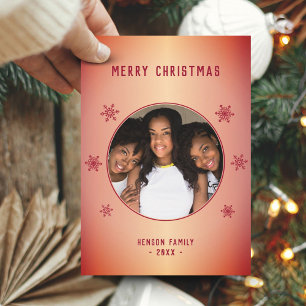 Cartão de Natal Foto da Família Floco de Neve Metá