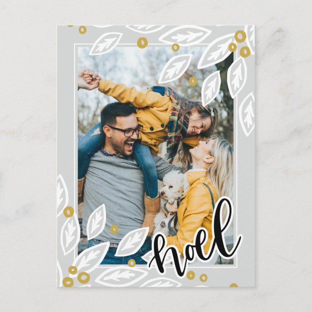 Cartão de Natal | Foto em Prata e Dourado Noel (Frente)