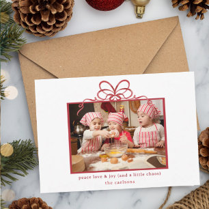 Cartão de Natal Foto Família Paz Amor Alegria Caos