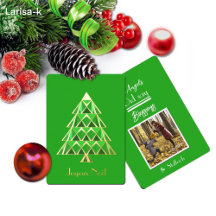 Cartão de Natal Foto Joyoux Noel Holly Green Joy