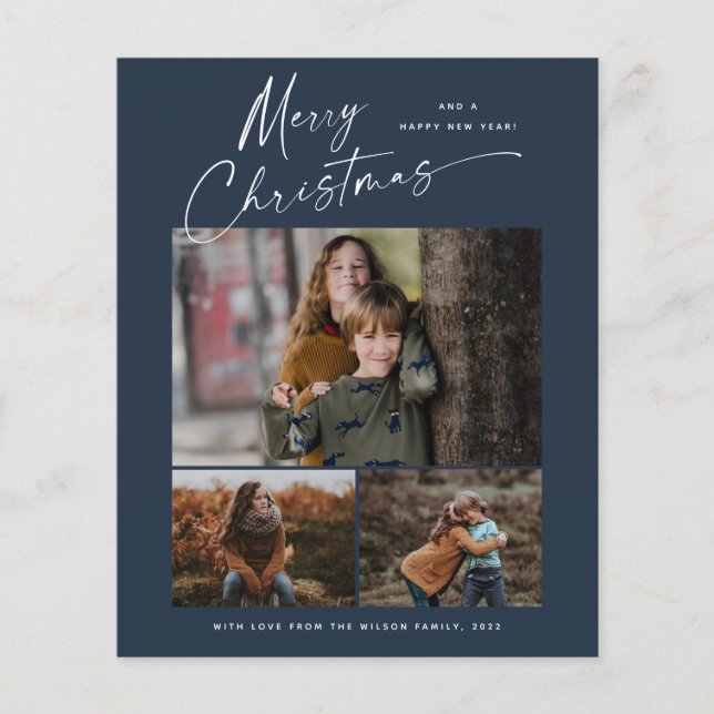 Cartão de Natal Fotográfico 3 do Script de Natal d (Frente)