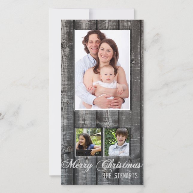 Cartão de Natal Fotográfico da Country Wood Three (Frente)