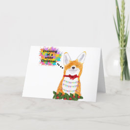 Cartão de Natal Fox sonhando com um Natal branco