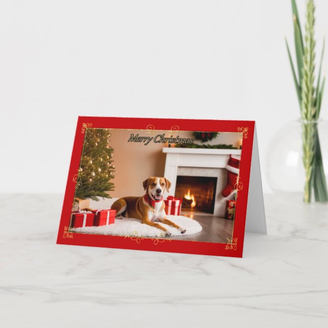 Cartão de Natal Furry Buddy (Frente)