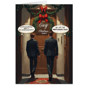 Cartão de Natal Gay Divertido: Festa do Bolo de Fr