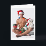 Cartão de Natal Gay Glitter Orgulho Hunk Férias<br><div class="desc">Melhores votos para umas férias incríveis, com orgulho.</div>