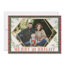 Cartão de Natal Geométrico de Xadrez Alegre e Bril