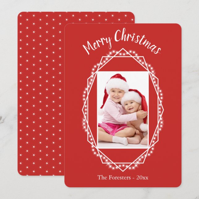 Cartão de Natal Geométrico Holiday Sparkle (Frente/Verso)